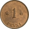 1 Penni 1919-1924, KM# 23, Finland, Republic