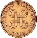 1 Penni 1963-1969, KM# 44, Finland, Republic