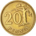 20 Penniä 1963-1990, KM# 47, Finland, Republic