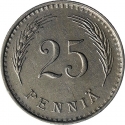 25 Penniä 1921-1940, KM# 25, Finland, Republic