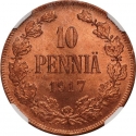 10 Penniä 1917, KM# 18, Finland, Grand Duchy