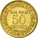 50 Centimes 1920-1929, KM# 884, France