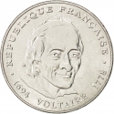 5 Francs 1994, KM# 1063, France, 300th Anniversary of Birth of Voltaire