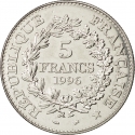 5 Francs 1996, KM# 1155, France, 200th Anniversary of the Decimal Franc, Augustin Dupré's Hercules