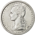 1 Franc 1948-1955, KM# 3, French West Africa