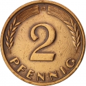 2 Pfennig 1950-1969, KM# 106, Germany, Federal Republic