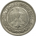 50 Reichspfennig 1927-1938, KM# 49, Germany, Weimar Republic