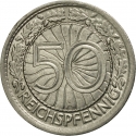 50 Reichspfennig 1927-1938, KM# 49, Germany, Weimar Republic