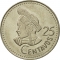 25 Centavos 1977-2000, KM# 278, Guatemala, KM# 278.5 - Varieties in number of wing feathers and in head details