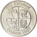 10 Kronur 1984-1994, KM# 29, Iceland