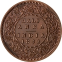 1/2 Anna 1862-1876, KM# 468, India, British (British Raj), Victoria