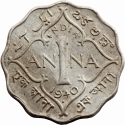 1 Anna 1940-1941, KM# 537, India, British (British Raj), George VI
