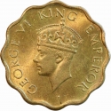 1 Anna 1942-1945, KM# 537a, India, British (British Raj), George VI