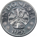 10 Sen 1951-1954, KM# 6, Indonesia
