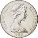 1 Crown 1980, KM# 64, Isle of Man, Elizabeth II, 1980 Olympic Games, Lake Placid 1980 Winter Olympics