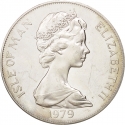 1 Crown 1979, KM# 46, Isle of Man, Elizabeth II, Millennium of Tynwald, Viking Longship and Godred Cravan