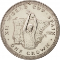1 Crown 1982, KM# 91, Isle of Man, Elizabeth II, 1982 Football (Soccer) World Cup in Spain, World Cup Trophy