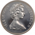 25 Pence 1975, KM# 31a, Isle of Man, Elizabeth II, Cats, Manx Cat