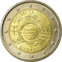 2 Euro 2012, KM# 350, Italy, 10th Anniversary of Euro Coins and Banknotes