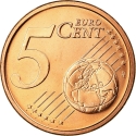 5 Euro Cent 2002-2024, KM# 212, Italy