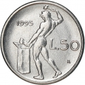 50 Lire 1990-1995, KM# 95.2, Italy