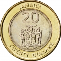 20 Dollars 2000-2008, KM# 182, Jamaica, Elizabeth II