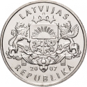 1 Lats 2007, KM# 86, Latvia, Limited Edition 1 Lats, Owl Fibula