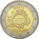 2 Euro 2012, KM# 139, Malta, 10th Anniversary of Euro Coins and Banknotes