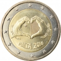 2 Euro 2016, KM# 176, Malta, From Children in Solidarity, Solidarity Through Love