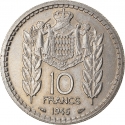 10 Francs 1946, KM# 123, Monaco, Louis II