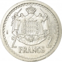 2 Francs 1943, KM# 121, Monaco, Louis II
