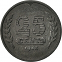 25 Cents 1941-1943, KM# 174, Netherlands, Wilhelmina