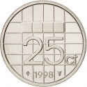 25 Cents 1982-2001, KM# 204, Netherlands, Beatrix