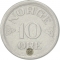10 Øre 1951-1957, KM# 396, Norway, Haakon VII, Crossed hammers at space