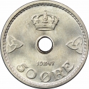 50 Øre 1926-1949, KM# 386, Norway, Haakon VII
