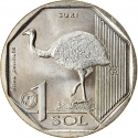 1 Sol 2018, KM# 412, Peru, Endangered Fauna of Peru, Darwin's Rhea