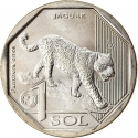 1 Sol 2018, KM# 411, Peru, Endangered Fauna of Peru, Jaguar