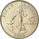 50 Centavos 1958-1964, KM# 190, Philippines