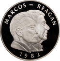 25 Piso 1982, KM# 235, Philippines, Marcos and Reagan