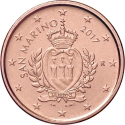 1 Euro Cent 2017-2024, KM# 555, San Marino