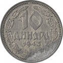 10 Dinara 1943, KM# 33, Serbia, Republic