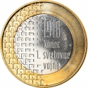 3 Euro 2018, KM# 135, Slovenia, 100th Anniversary of the End of the First World War