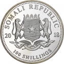100 Shillings 2018, Somalia, African Wildlife, Elephant