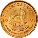 1/10 Krugerrand 1980-2024, KM# 105, South Africa