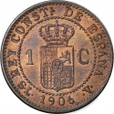 1 Centimo 1906, KM# 726, Spain, Alfonso XIII