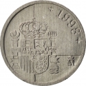1 Peseta 1989-2001, KM# 832, Spain, Juan Carlos I