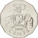 50 Cents 1996-2007, KM# 52, Swaziland (eSwatini), Mswati III