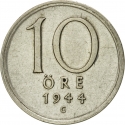 10 Öre 1942-1950, KM# 813, Sweden, Gustaf V