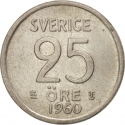 25 Öre 1952-1961, KM# 824, Sweden, Gustaf VI Adolf