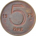 5 Öre 1972-1973, KM# 845, Sweden, Gustaf VI Adolf